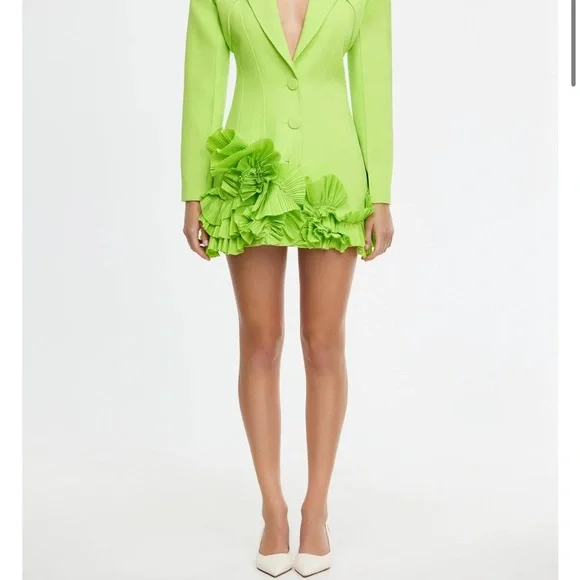 Acler HAMPSTEAD BLAZER DRESS structured neon green designer sz 4 new mrsp$550 - Picture 5 of 16
